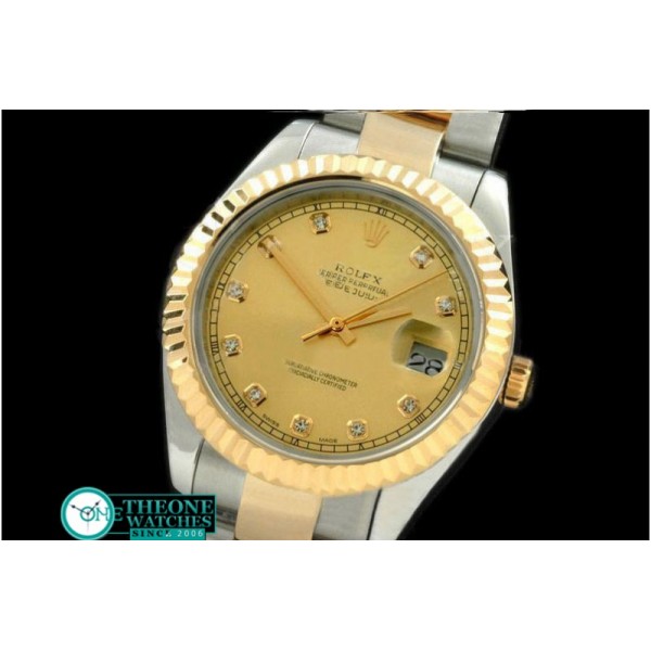 Rolex - SS/YG Oyster Fluted Gold Diamond Asian Eta 2836-2