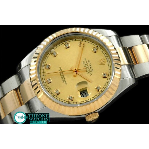 Rolex - SS/YG Oyster Fluted Gold Diamond Asian Eta 2836-2
