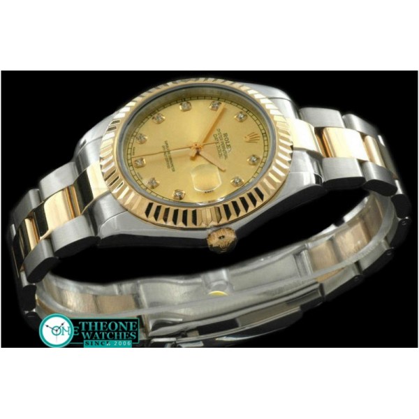 Rolex - SS/YG Oyster Fluted Gold Diamond Asian Eta 2836-2