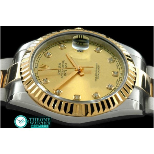 Rolex - SS/YG Oyster Fluted Gold Diamond Asian Eta 2836-2