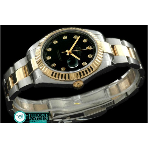 Rolex - SS/YG Oyster Fluted Black Diamond Asian Eta 2836-2