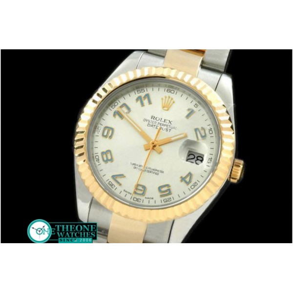 Rolex - SS/YG Oyster Fluted White Blue Num Asian Eta 2836-2
