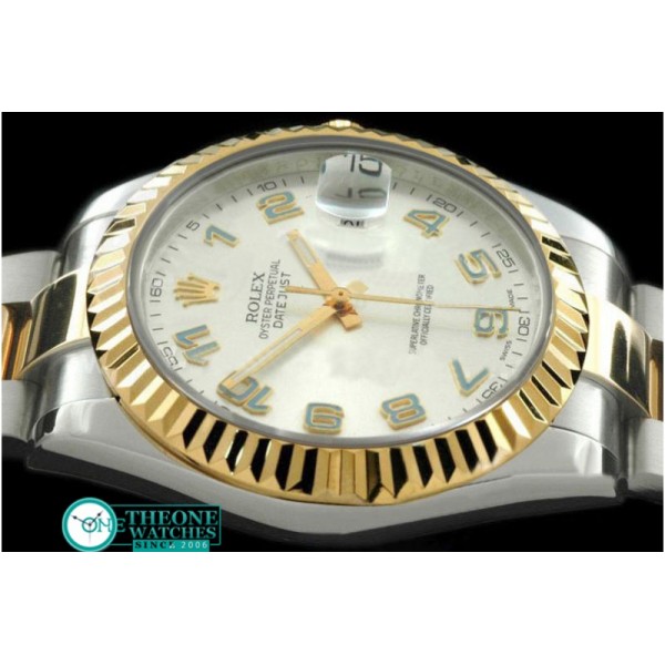 Rolex - SS/YG Oyster Fluted White Blue Num Asian Eta 2836-2