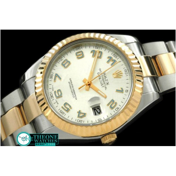Rolex - SS/YG Oyster Fluted White Blue Num Asian Eta 2836-2