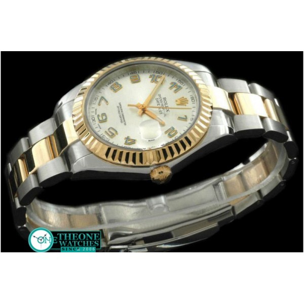 Rolex - SS/YG Oyster Fluted White Blue Num Asian Eta 2836-2