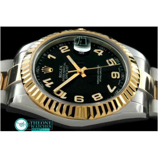 Rolex - SS/YG Oyster Fluted Black Gold Num Asian Eta 2836-2