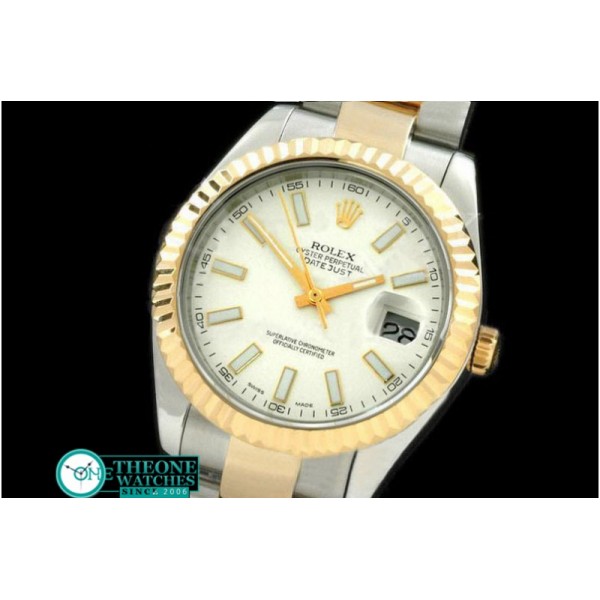 Rolex - SS/YG Oyster Fluted White Stick Asian Eta 2836-2