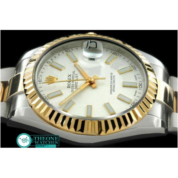 Rolex - SS/YG Oyster Fluted White Stick Asian Eta 2836-2