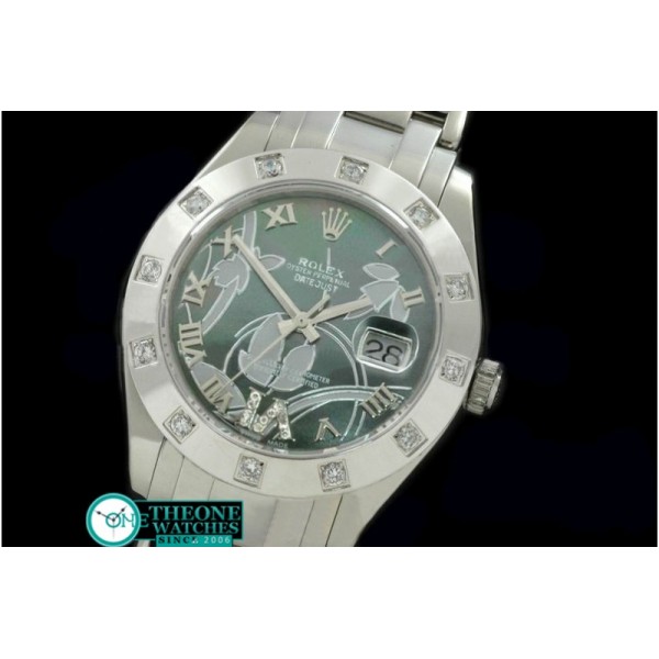 Rolex - 2011 Flora 12-Diam SS M-Green Swiss Eta 2836-2