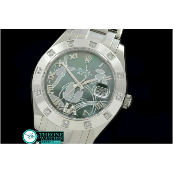 Rolex - 2011 Flora 12-Diam SS M-Green Swiss Eta 2836-2