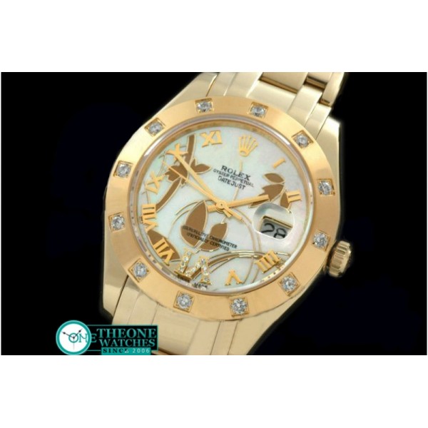 Rolex - 2011 Flora 12-Diam YG P-White Swiss Eta 2836-2