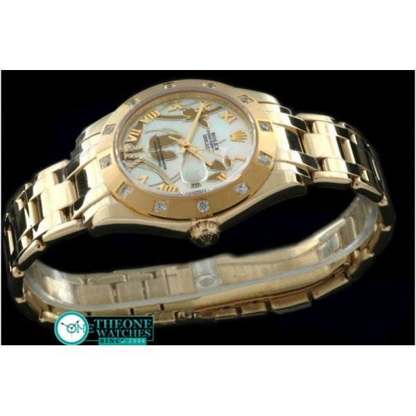 Rolex - 2011 Flora 12-Diam YG P-White Swiss Eta 2836-2