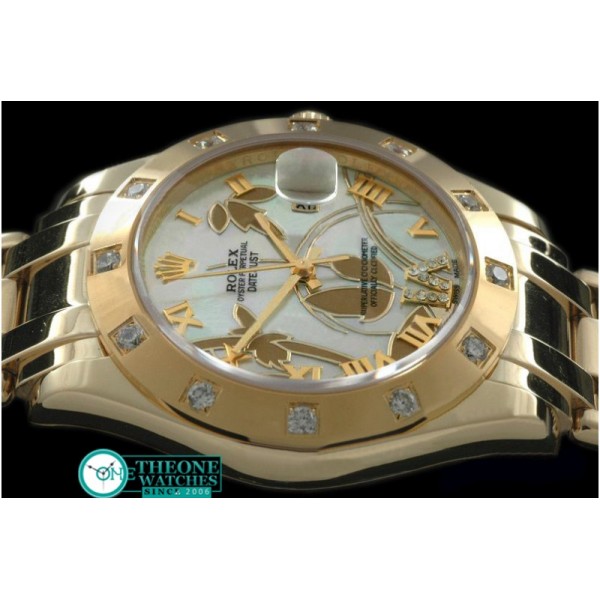 Rolex - 2011 Flora 12-Diam YG P-White Swiss Eta 2836-2