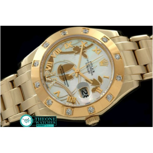 Rolex - 2011 Flora 12-Diam YG P-White Swiss Eta 2836-2