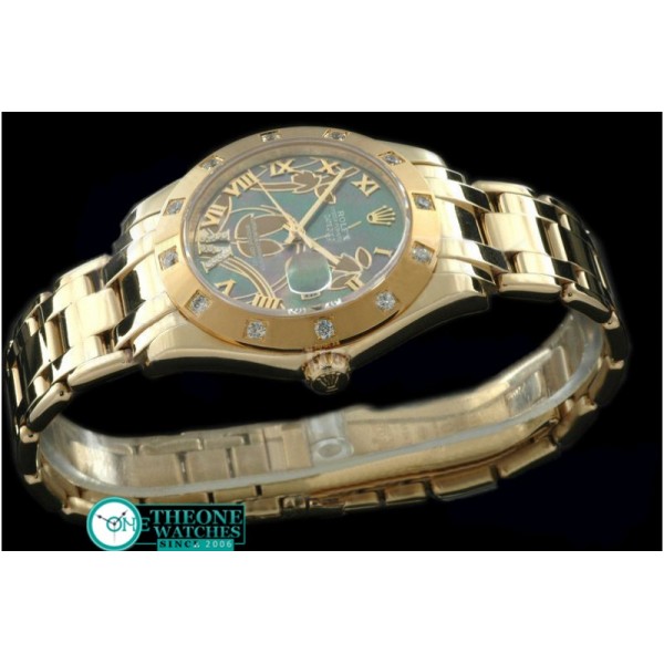 Rolex - 2011 Flora 12-Diam YG M-Green Swiss Eta 2836-2