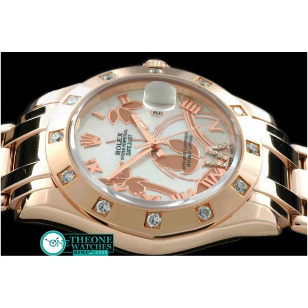 Rolex - 2011 Flora 12-Diam RG P-White Swiss Eta 2836-2