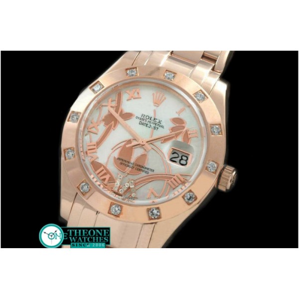 Rolex - 2011 Flora 12-Diam RG P-White Swiss Eta 2836-2