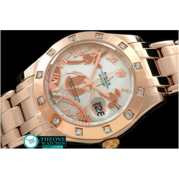 Rolex - 2011 Flora 12-Diam RG P-White Swiss Eta 2836-2