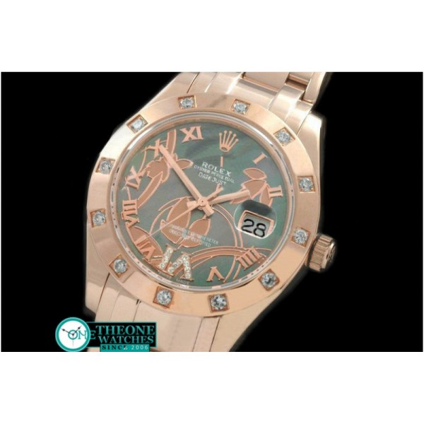 Rolex - 2011 Flora 12-Diam RG M-Green Swiss Eta 2836-2