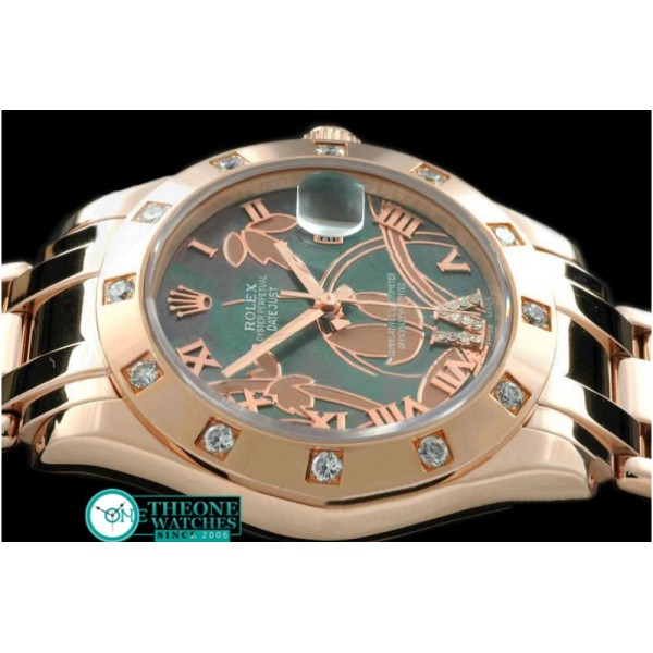 Rolex - 2011 Flora 12-Diam RG M-Green Swiss Eta 2836-2