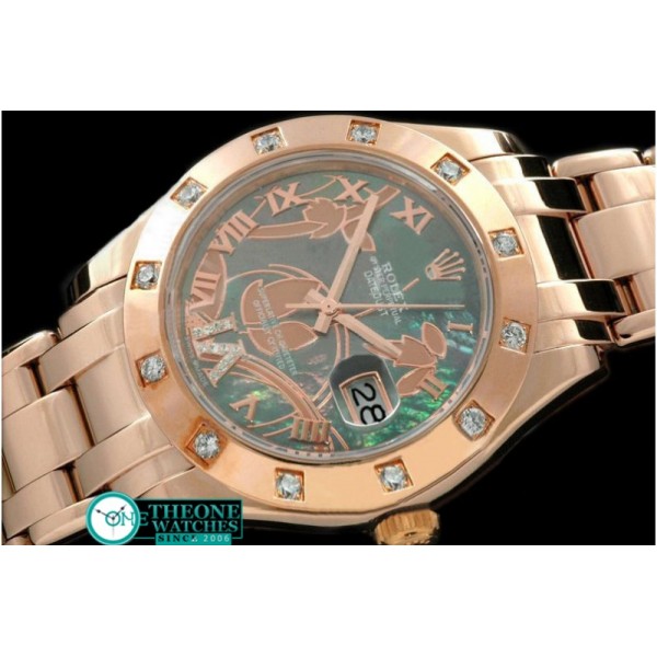 Rolex - 2011 Flora 12-Diam RG M-Green Swiss Eta 2836-2