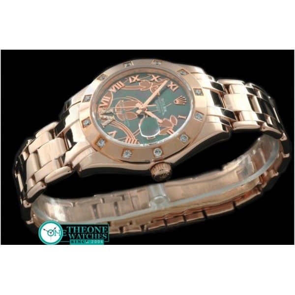 Rolex - 2011 Flora 12-Diam RG M-Green Swiss Eta 2836-2