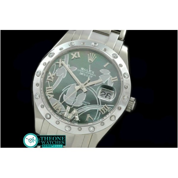 Rolex - 2011 Flora Oyster/Diam SS Matt Green Swiss Eta 2836-2