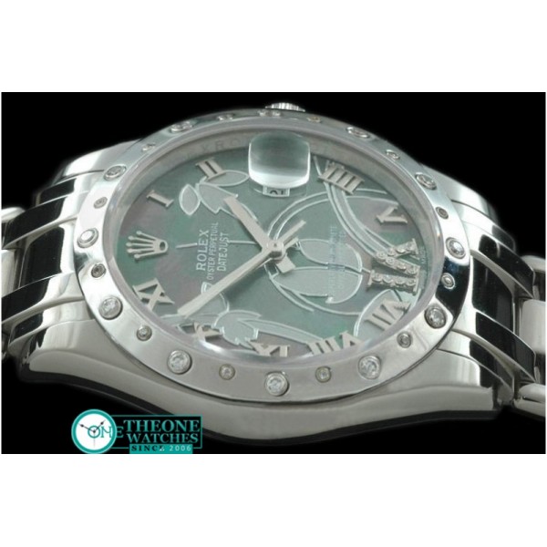 Rolex - 2011 Flora Oyster/Diam SS Matt Green Swiss Eta 2836-2