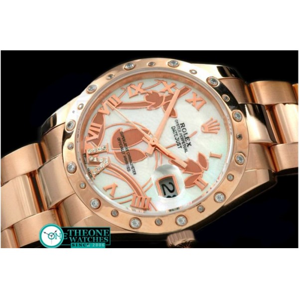 Rolex - 2011 Flora Oyster/Diam RG P-White Swiss Eta 2836-2