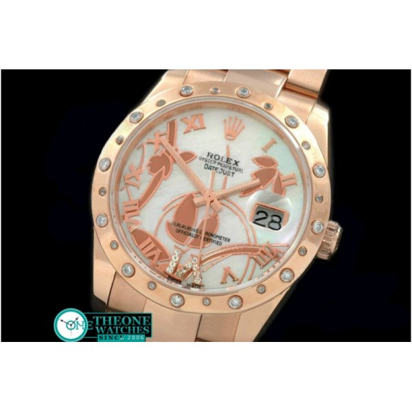 Rolex - 2011 Flora Oyster/Diam RG P-White Swiss Eta 2836-2