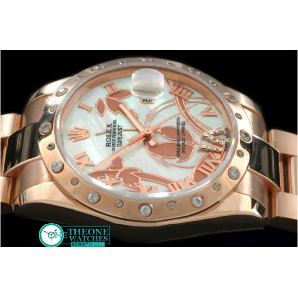 Rolex - 2011 Flora Oyster/Diam RG P-White Swiss Eta 2836-2