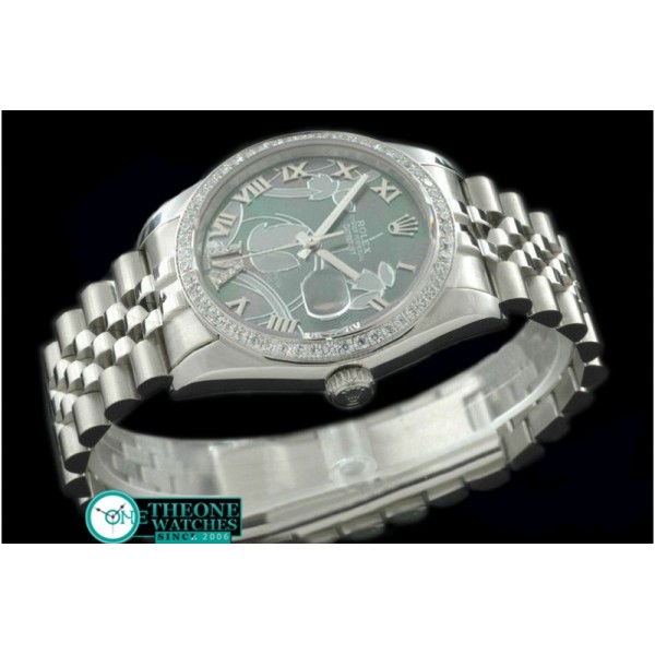 Rolex - 2011 Flora Jubilee/Diam SS M-Green Swiss Eta 2836-2