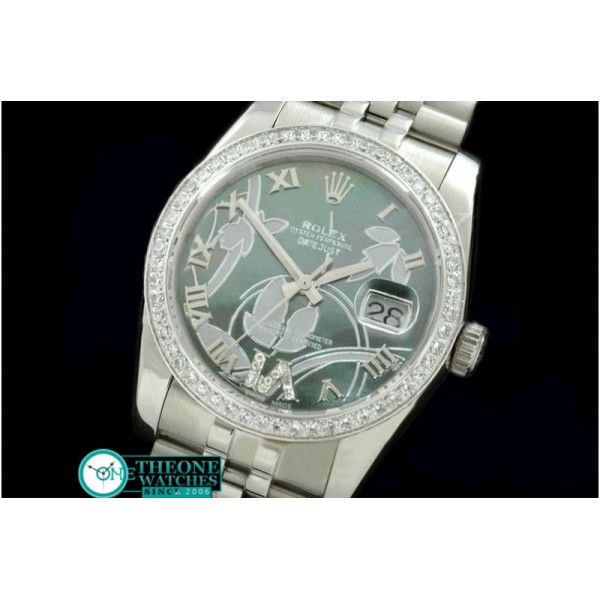 Rolex - 2011 Flora Jubilee/Diam SS M-Green Swiss Eta 2836-2