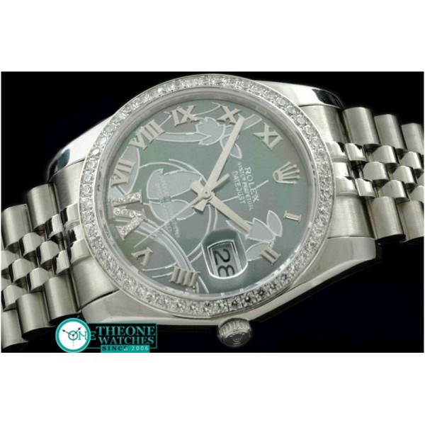 Rolex - 2011 Flora Jubilee/Diam SS M-Green Swiss Eta 2836-2