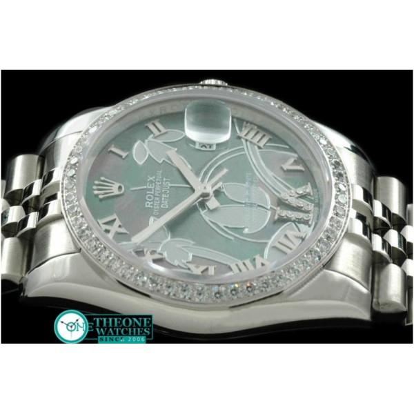 Rolex - 2011 Flora Jubilee/Diam SS M-Green Swiss Eta 2836-2