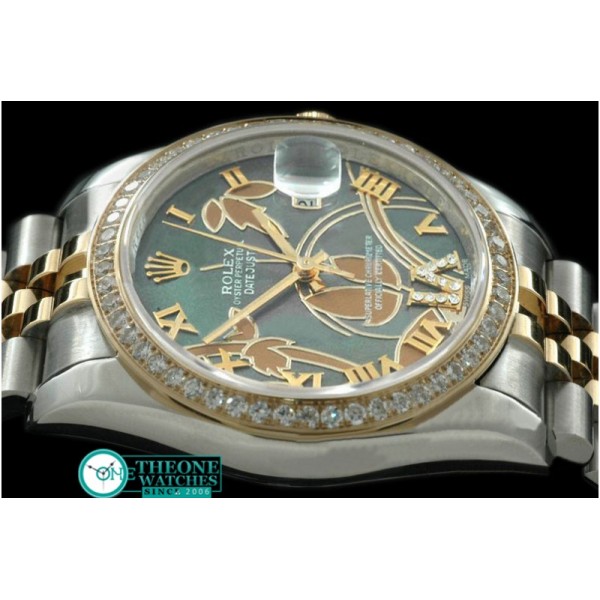 Rolex - 2011 Flora Jubilee/Diam SS/YG M-Green Swiss Eta 2836-2