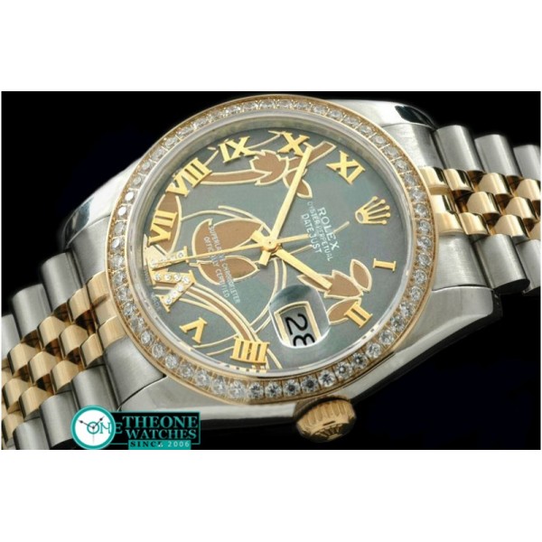 Rolex - 2011 Flora Jubilee/Diam SS/YG M-Green Swiss Eta 2836-2