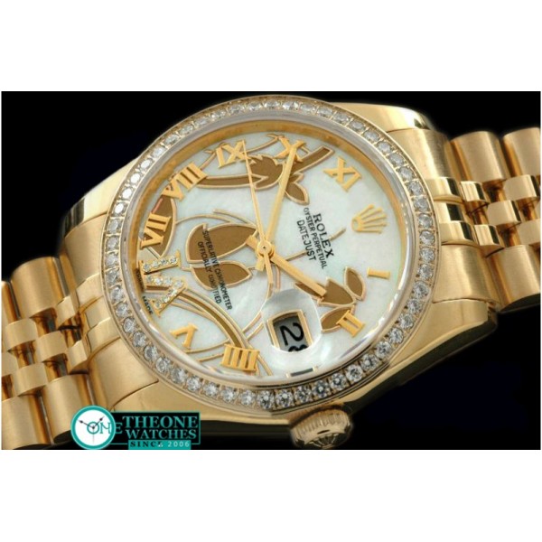 Rolex - 2011 Flora Jubilee/Diam YG P-White Swiss Eta 2836-2