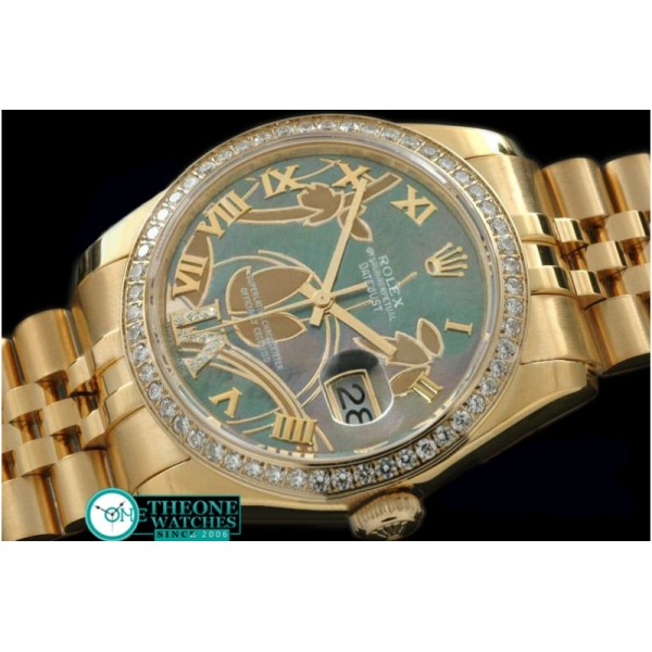 Rolex - 2011 Flora Jubilee/Diam YG M-Green Swiss Eta 2836-2