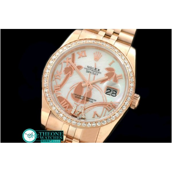 Rolex - 2011 Flora Jubilee/Diam RG P-White Swiss Eta 2836-2