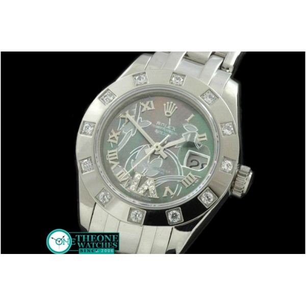 Rolex -2011 Flora 12-Diam SS M-Green Swiss Eta 2671-2