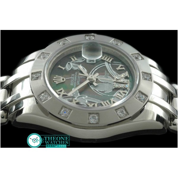 Rolex -2011 Flora 12-Diam SS M-Green Swiss Eta 2671-2