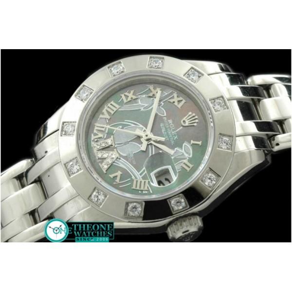 Rolex -2011 Flora 12-Diam SS M-Green Swiss Eta 2671-2