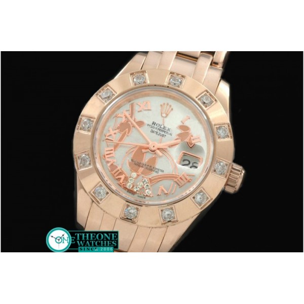 Rolex - 2011 Flora 12-Diam RG P-White Swiss Eta 2671-2