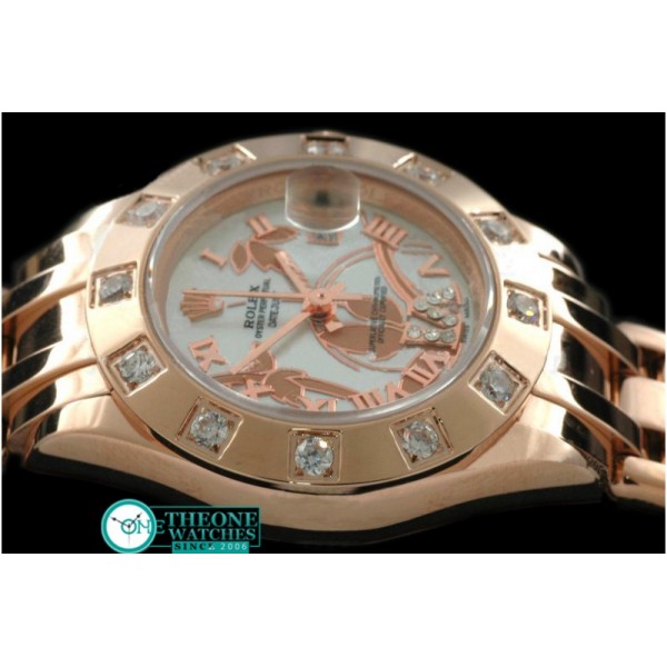 Rolex - 2011 Flora 12-Diam RG P-White Swiss Eta 2671-2