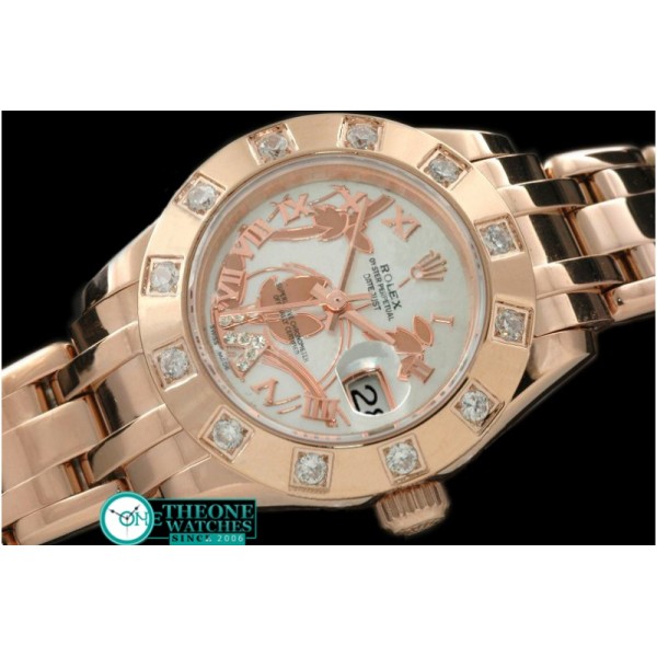 Rolex - 2011 Flora 12-Diam RG P-White Swiss Eta 2671-2