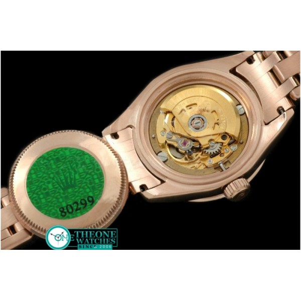 Rolex - 2011 Flora 12-Diam RG P-White Swiss Eta 2671-2