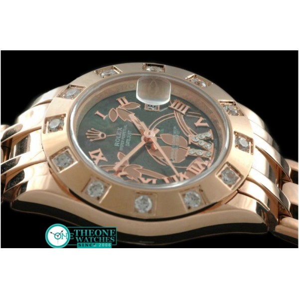 Rolex - 2011 Flora 12-Diam RG M-Green Swiss Eta 2671-2