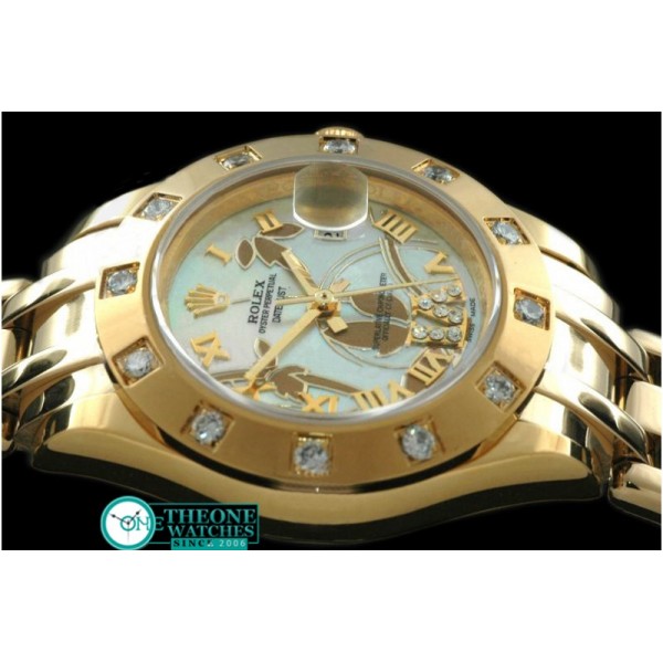 Rolex - 2011 Flora 12-Diam YG P-White Swiss Eta 2671-2