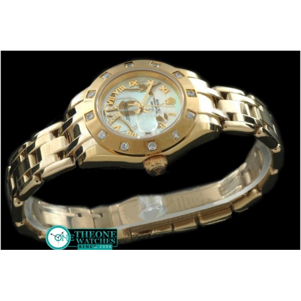 Rolex - 2011 Flora 12-Diam YG P-White Swiss Eta 2671-2